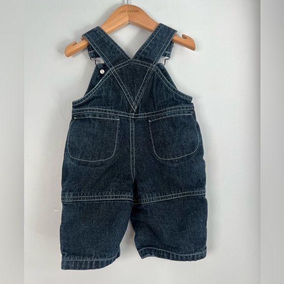 Vintage Denim Overalls Dark Wash Embroidered Fire Truck Theme 3M Baby Boy - Picture 2 of 5